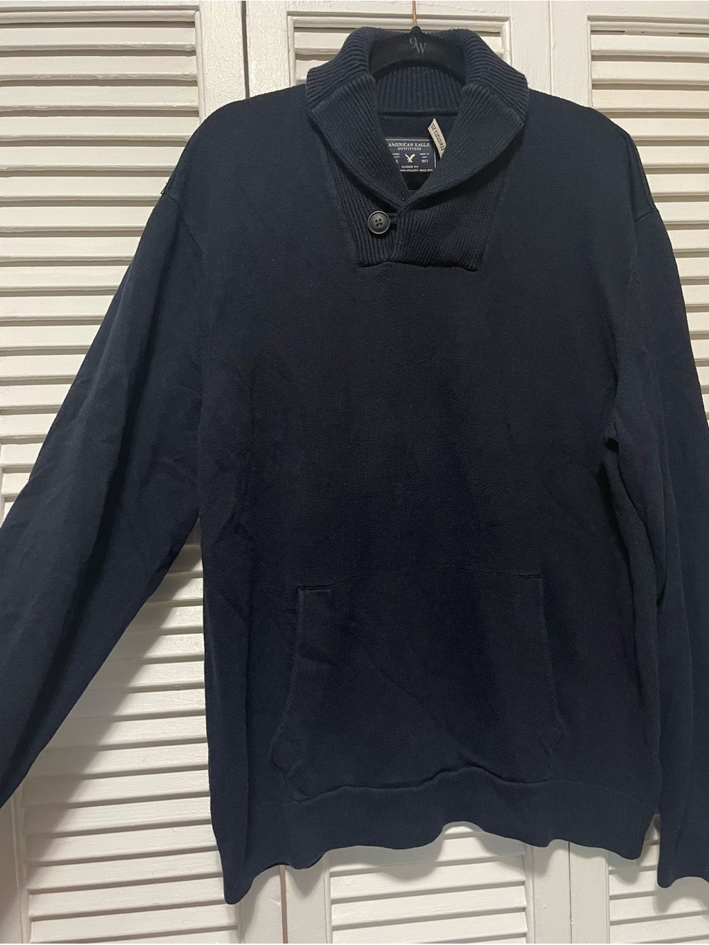 American Eagle Outfitters Navy Shawl-Collar Pullover